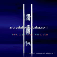 Cristal gravé par chien de laser de K9 3D avec la forme de pilier